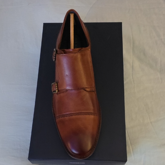 Cole Haan Tan Leather Monk Strap Shoes main image 4